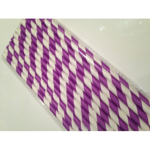 Stripped  Purple Paper Straw click on image to view different color option